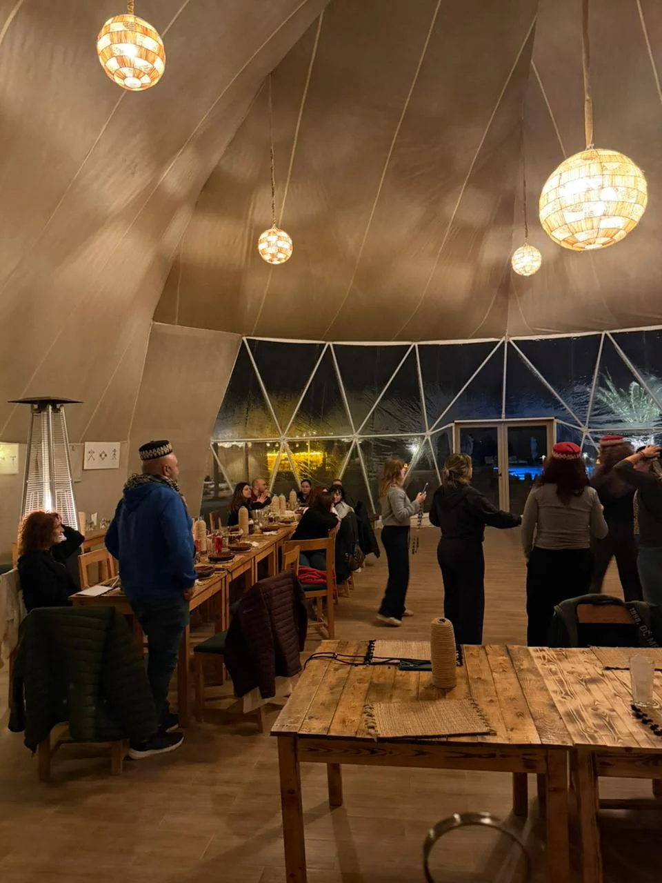 Inside the dining tent
