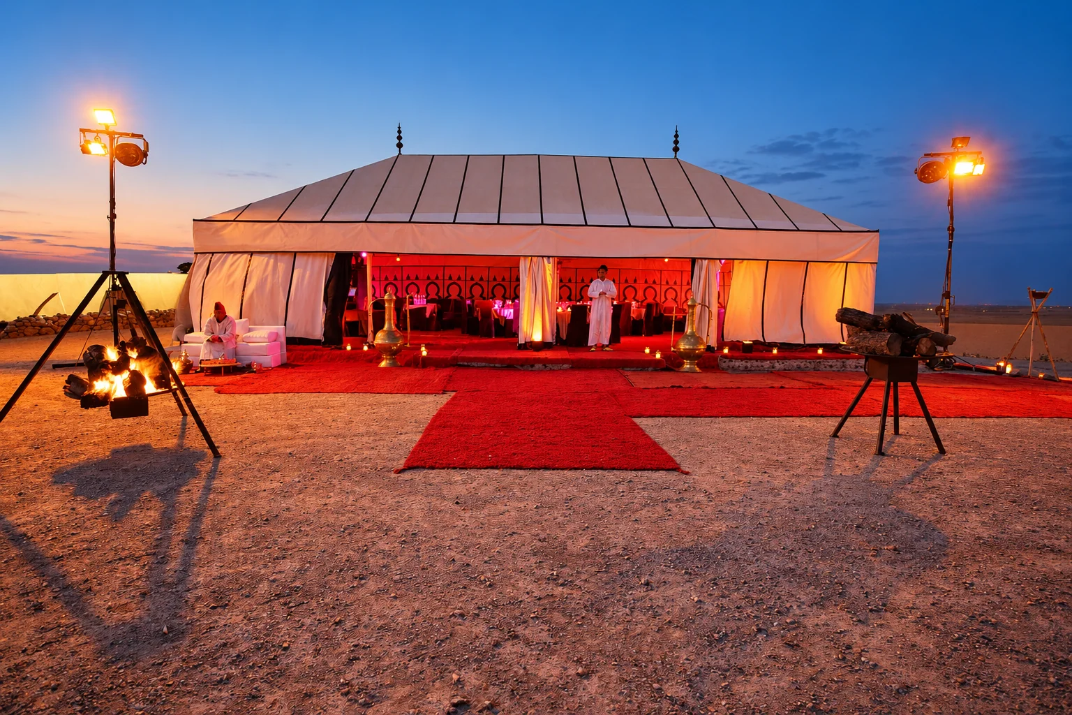 Desert camp in the evening