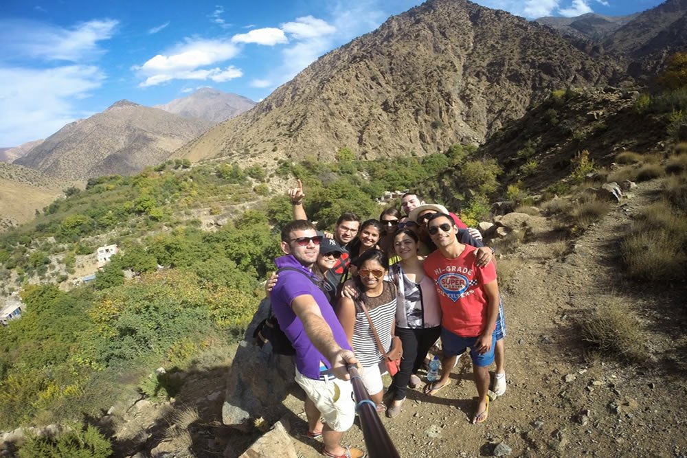 tourist in atlas mountains happy