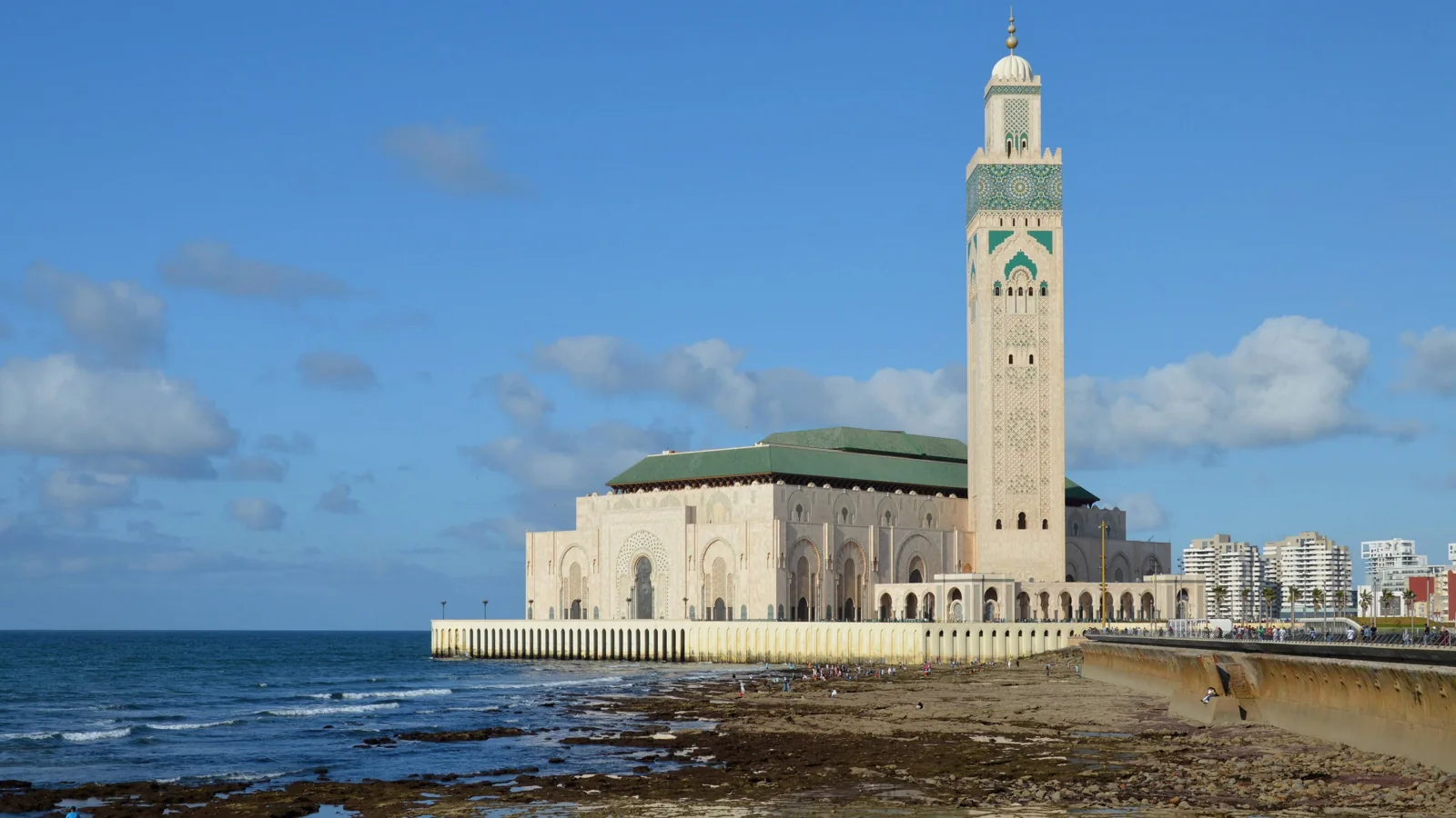 Hassan II Mosque beside the Atlantic Ocean in Casablanca